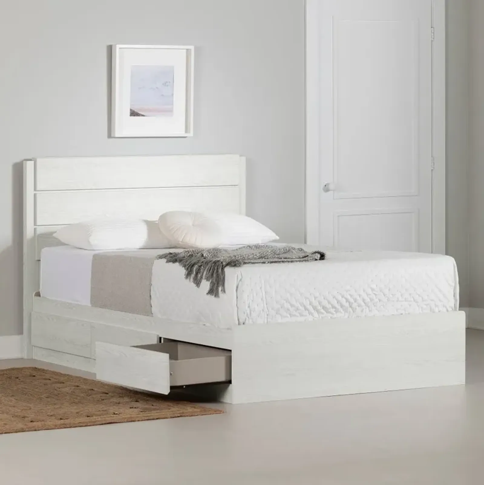 Arlen White Pine Full Storage Bed and Headboard Set