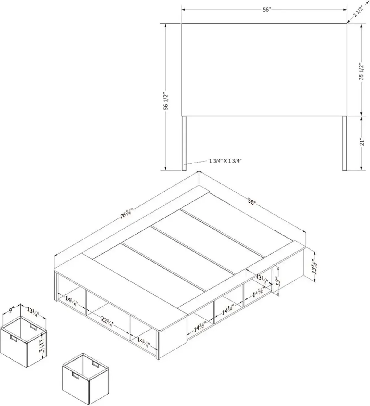 Avilla Full Storage Bed with Rattan Headboard