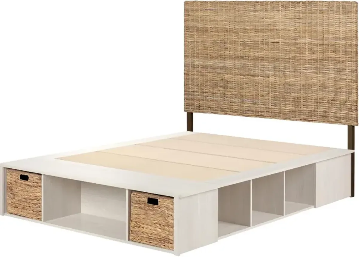 Avilla Full Storage Bed with Rattan Headboard