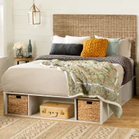 Avilla Full Storage Bed with Rattan Headboard
