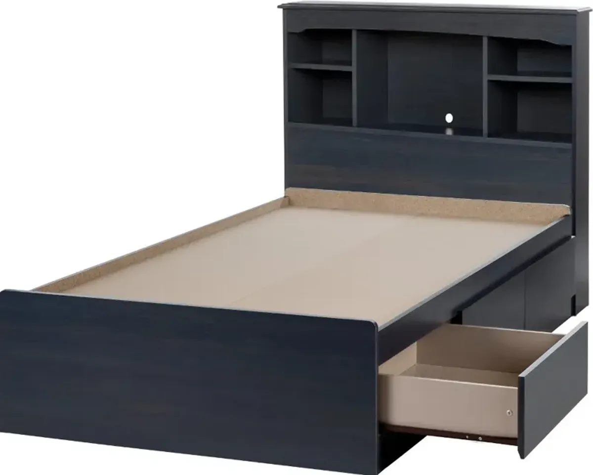 Aviron Blue Twin Storage Bed and Headboard