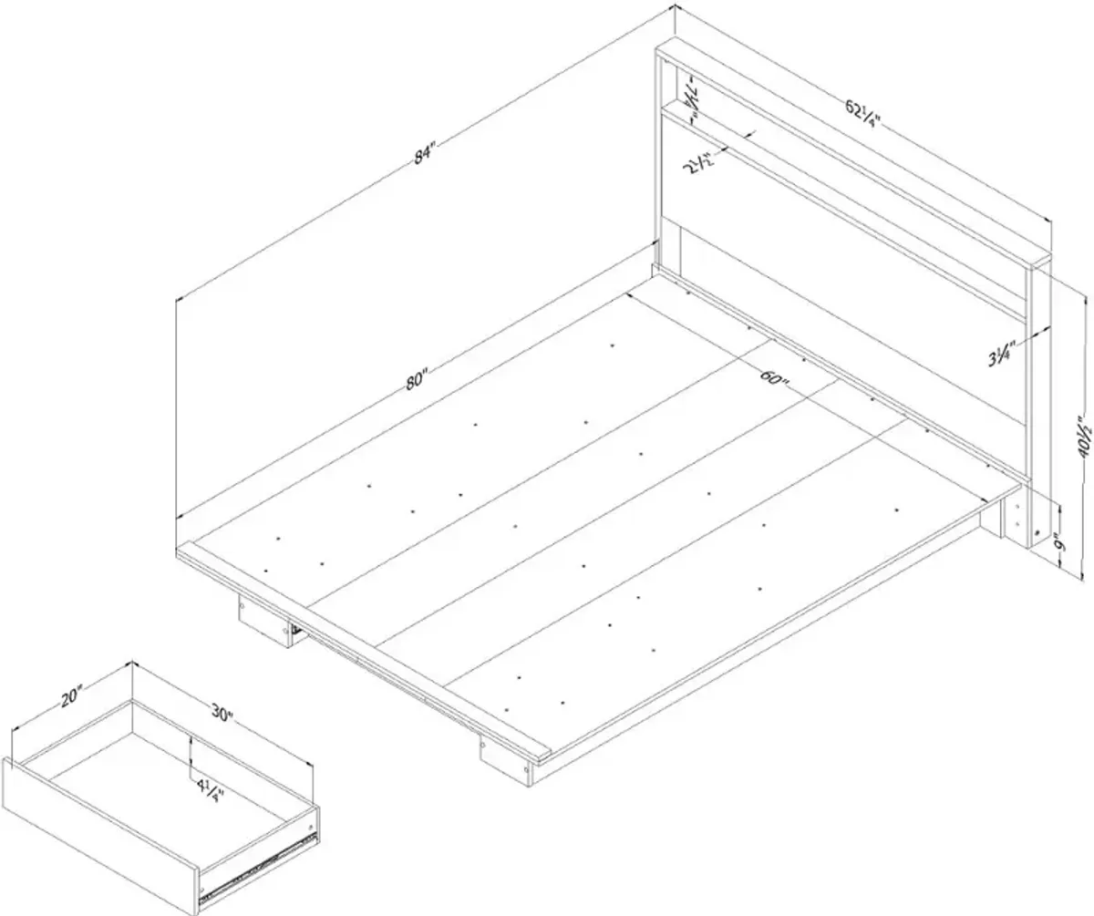 Holland Natural Walnut Full/Queen Platform Bed with Headboard