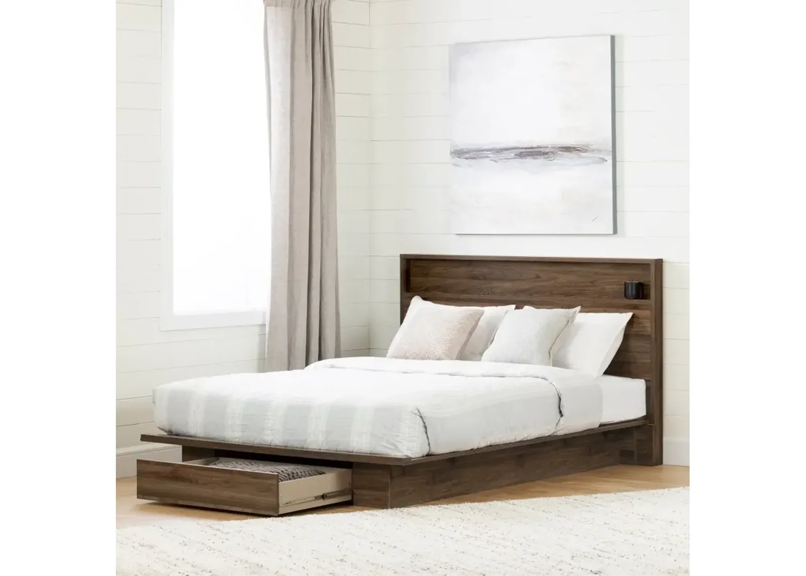 Tao Natural Walnut Full/Queen Bed & Headboard Set