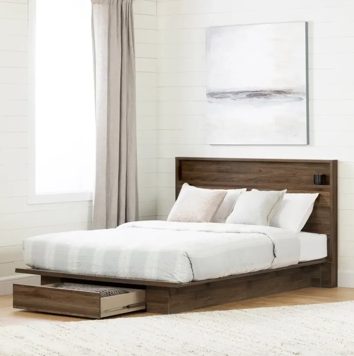 Tao Natural Walnut Full/Queen Bed & Headboard Set