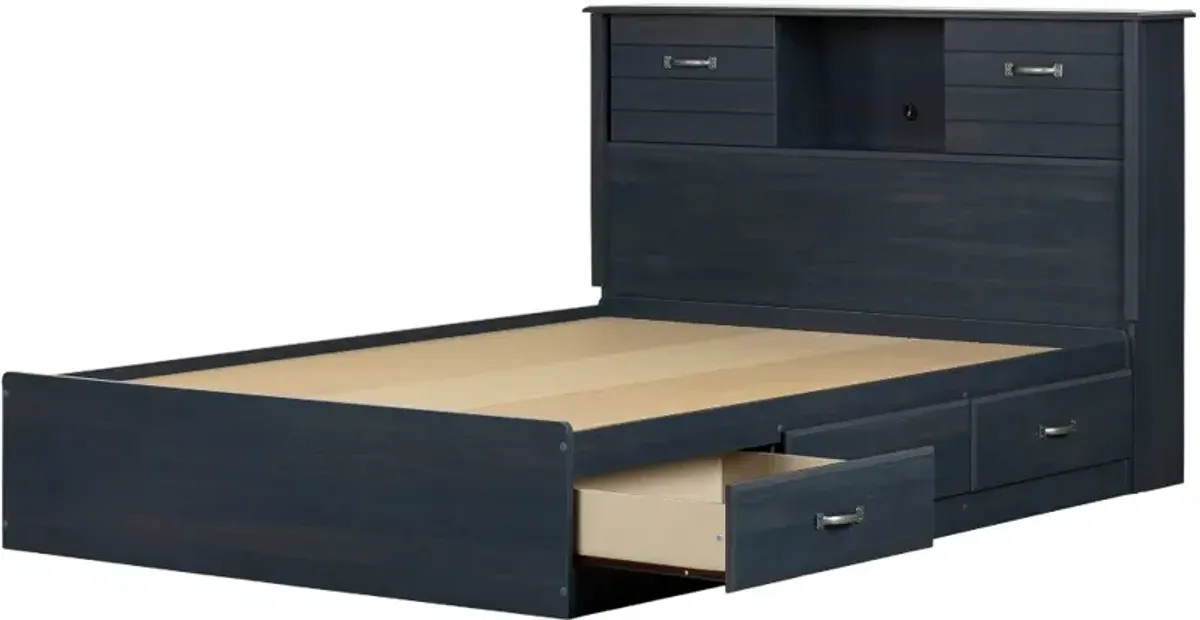 Ulysses Blue Storage Full Bed and Headboard Set