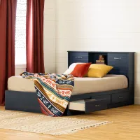 Ulysses Blue Storage Full Bed and Headboard Set