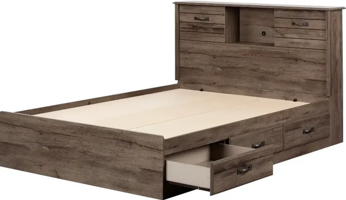 Ulysses Fall Oak Storage Full Bed and Headboard Set