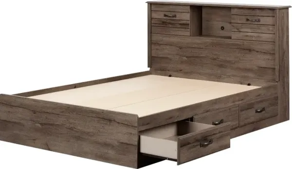 Ulysses Fall Oak Storage Full Bed and Headboard Set