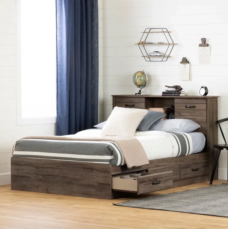 Ulysses Fall Oak Storage Full Bed and Headboard Set