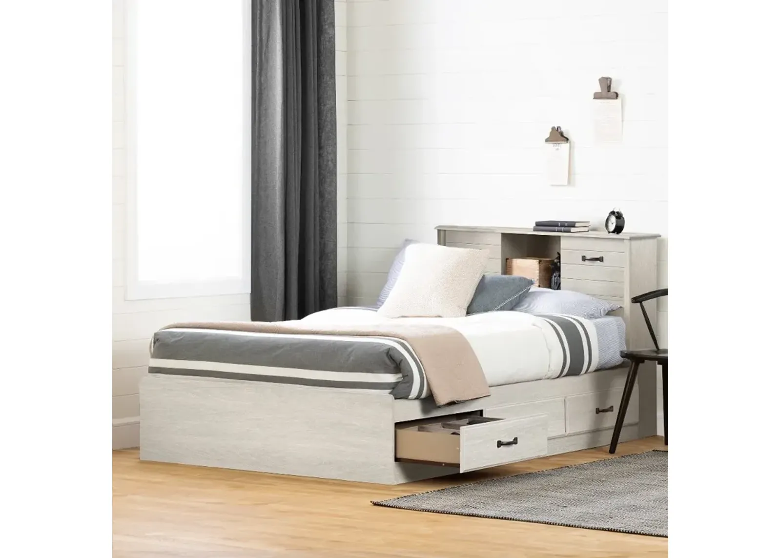 Ulysses Light Gray Storage Full Bed and Headboard Set