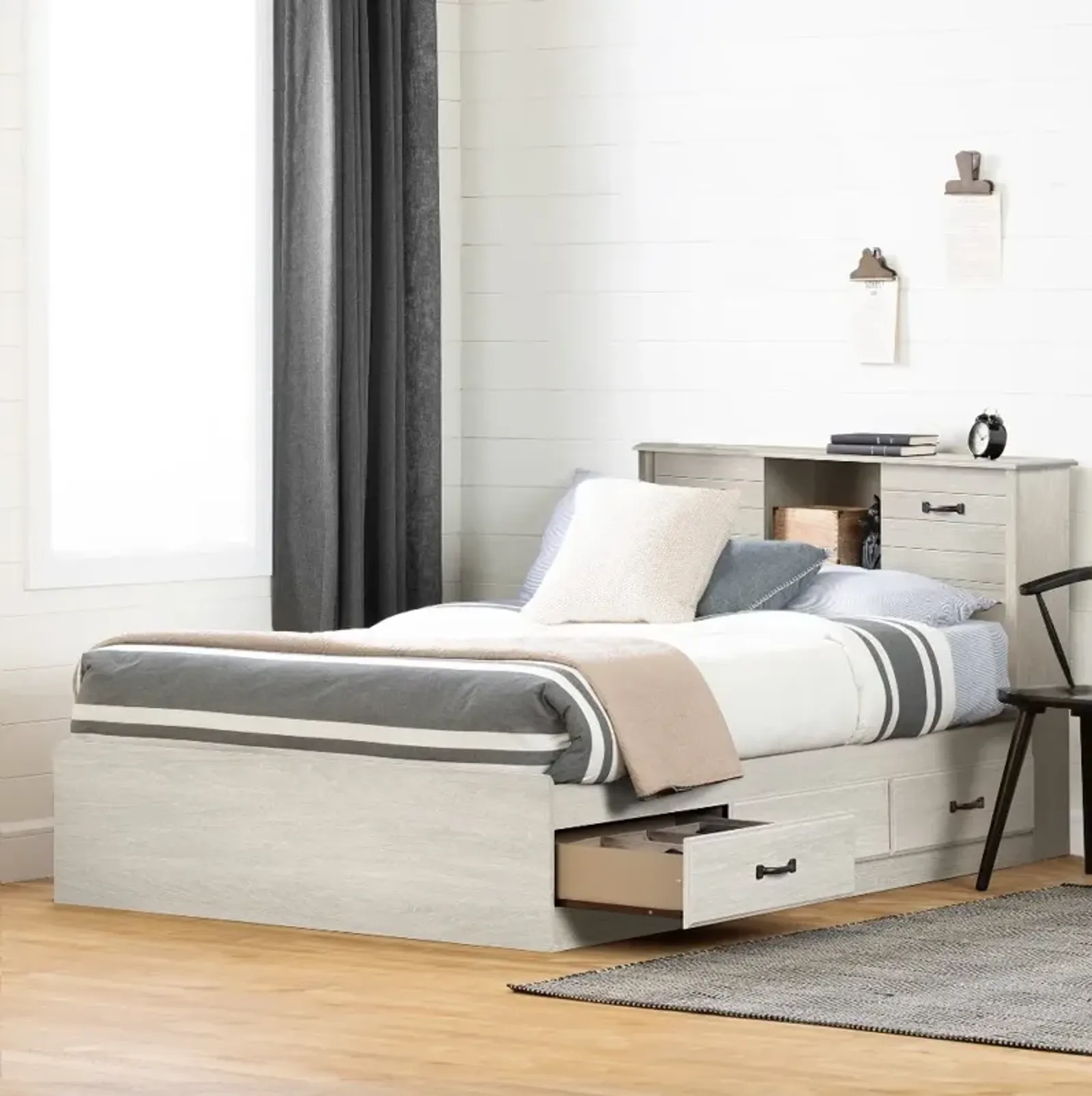 Ulysses Light Gray Storage Full Bed and Headboard Set