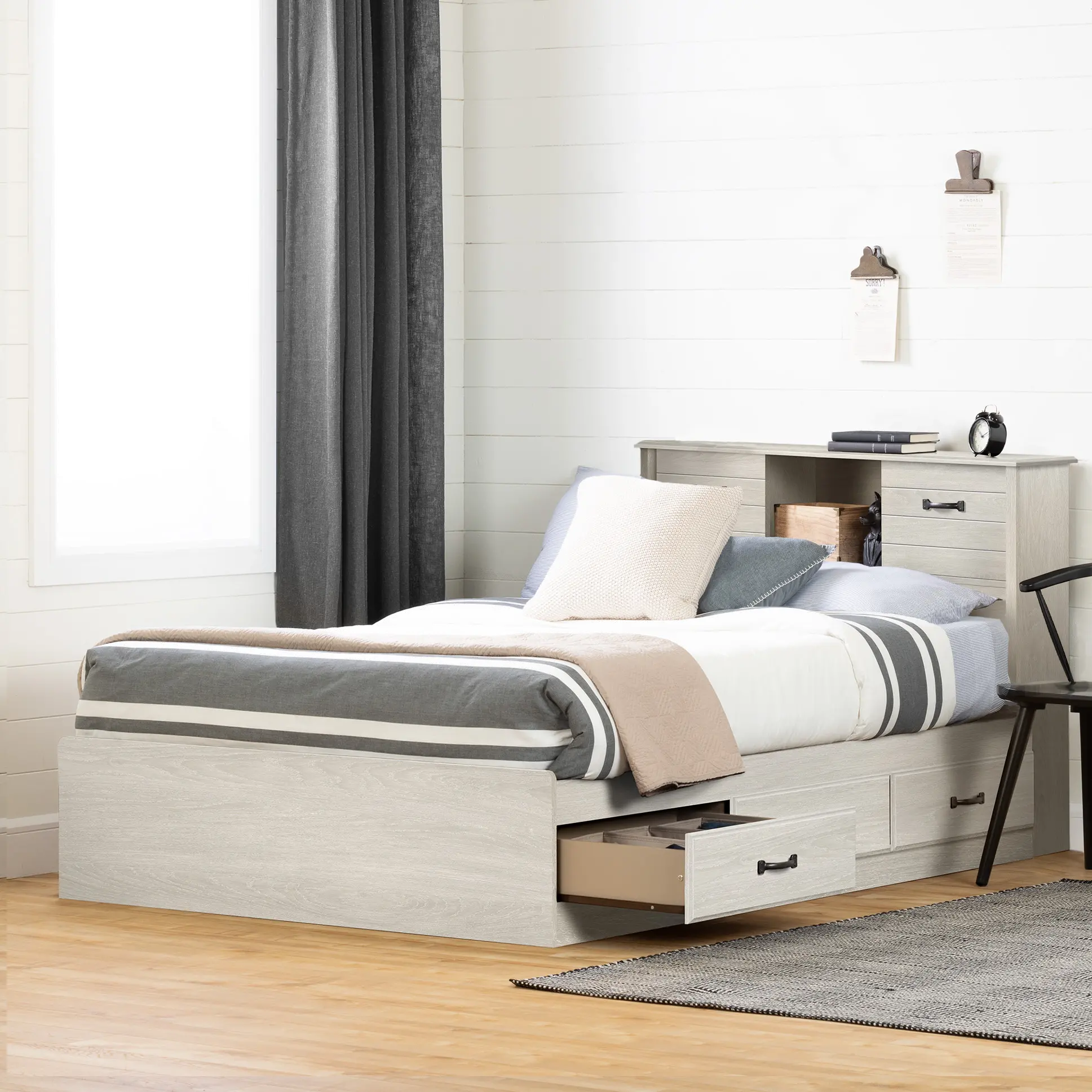 Ulysses Light Gray Storage Full Bed and Headboard Set