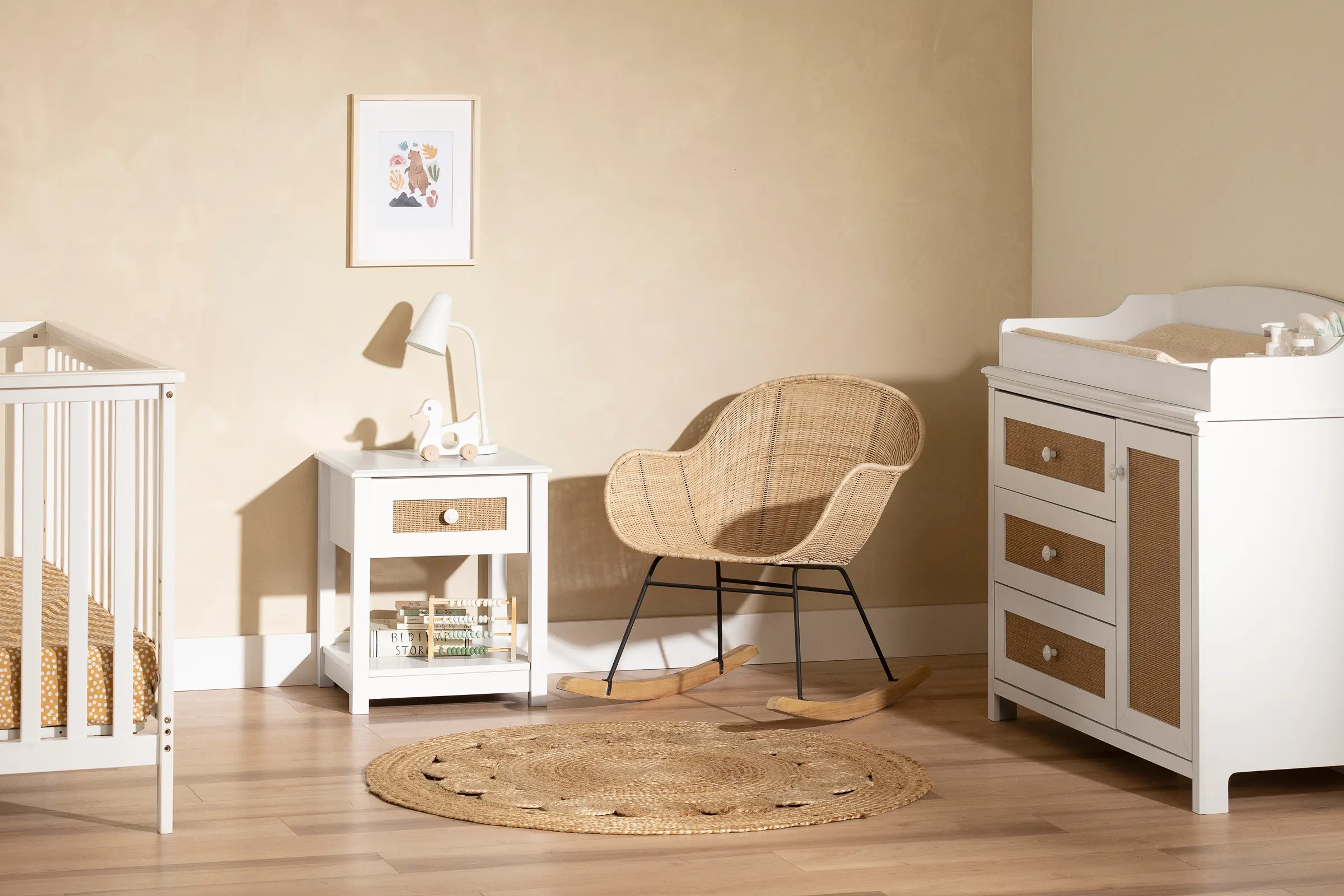 Cotton Candy Rattan and White Changing Table