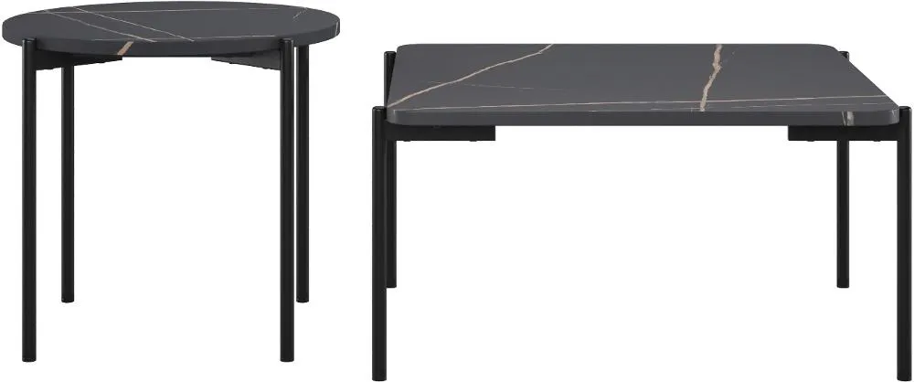 Arlo Black Marble Coffee & End Table 2-Piece Set