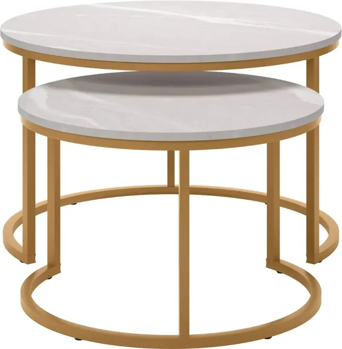 Fort Worth White Marble with Gold Base Nesting Coffee Table