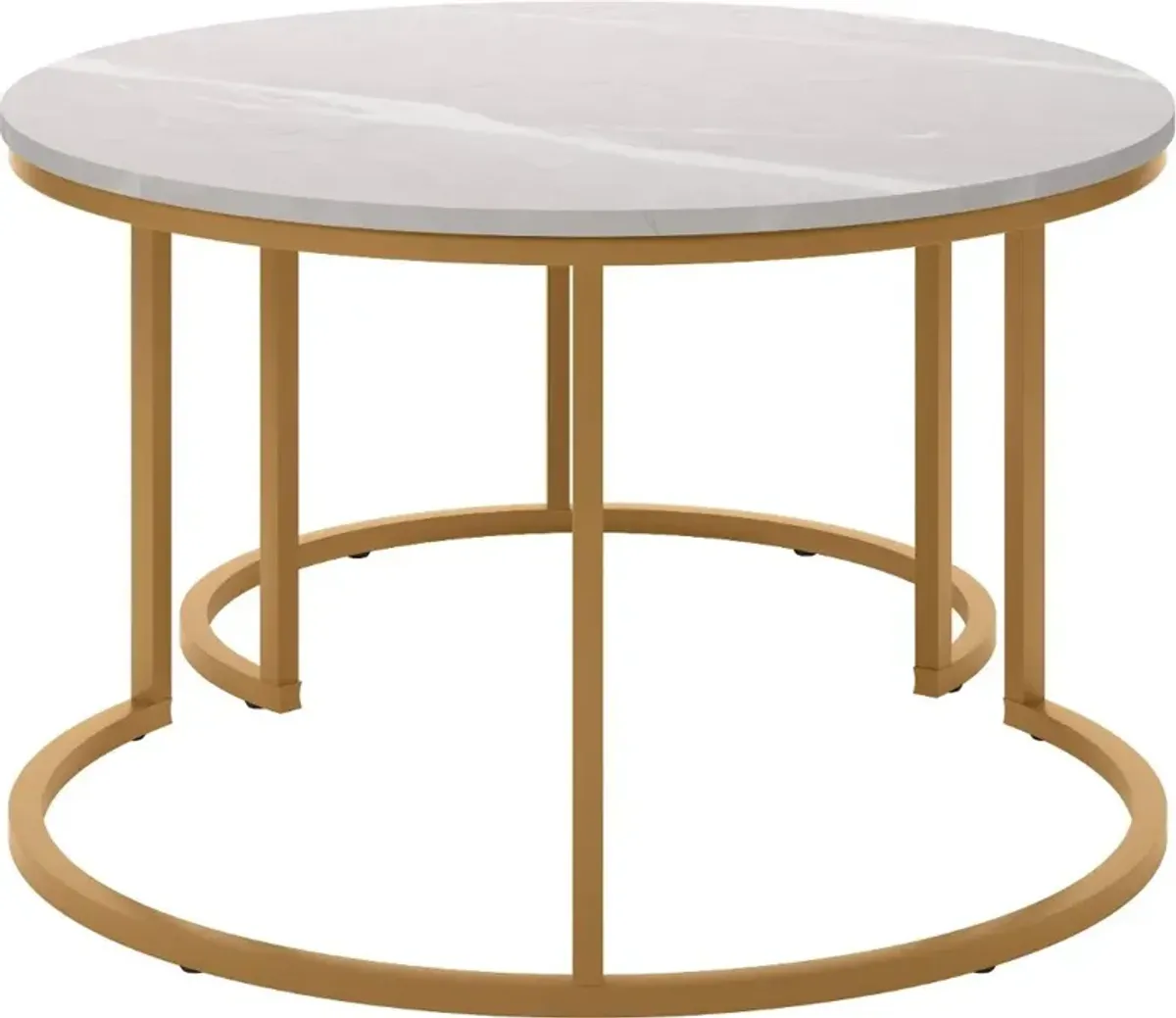 Fort Worth White Marble with Gold Base Nesting Coffee Table