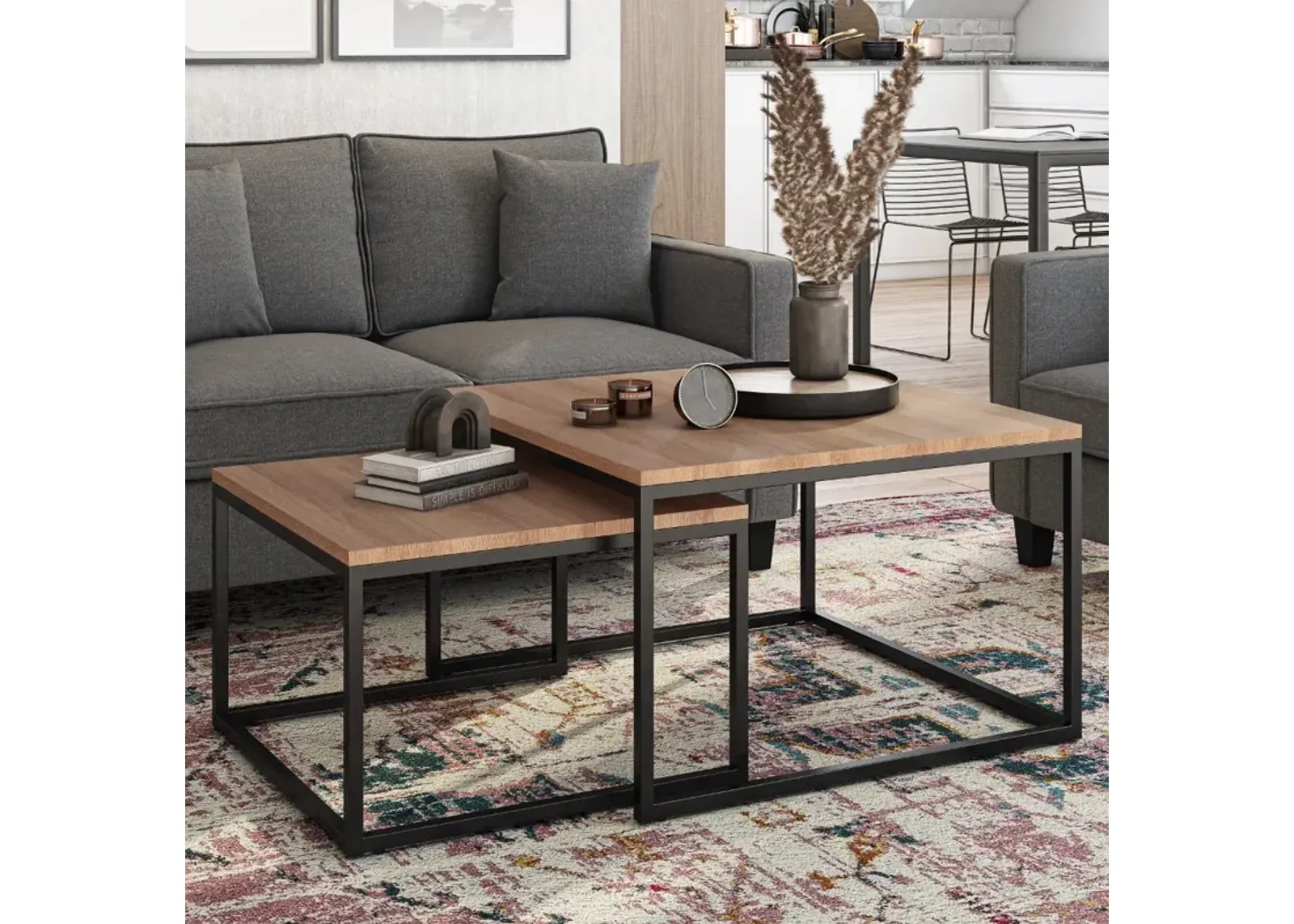 Fort Worth Brown Square Nesting Coffee Table