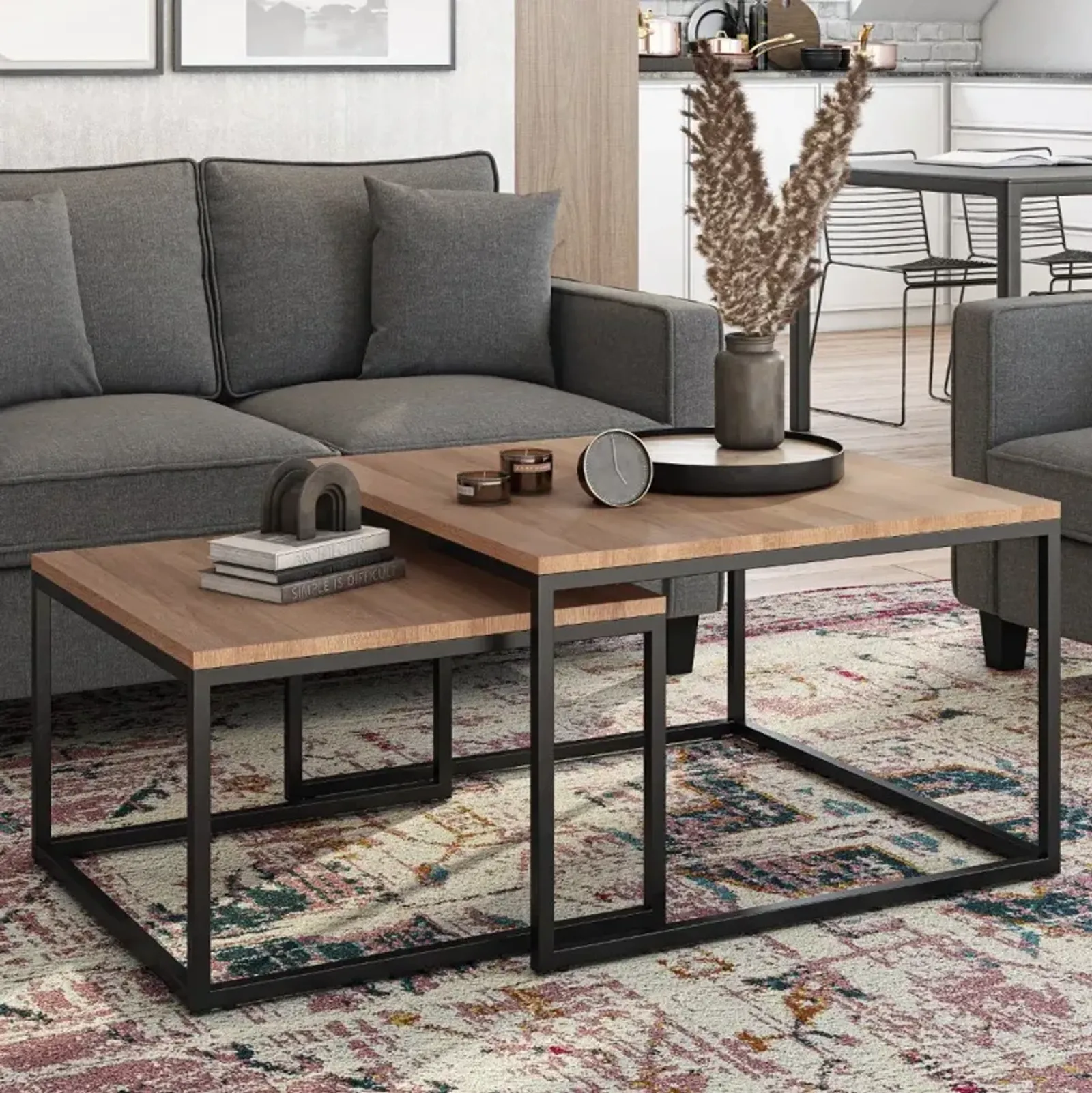 Fort Worth Brown Square Nesting Coffee Table