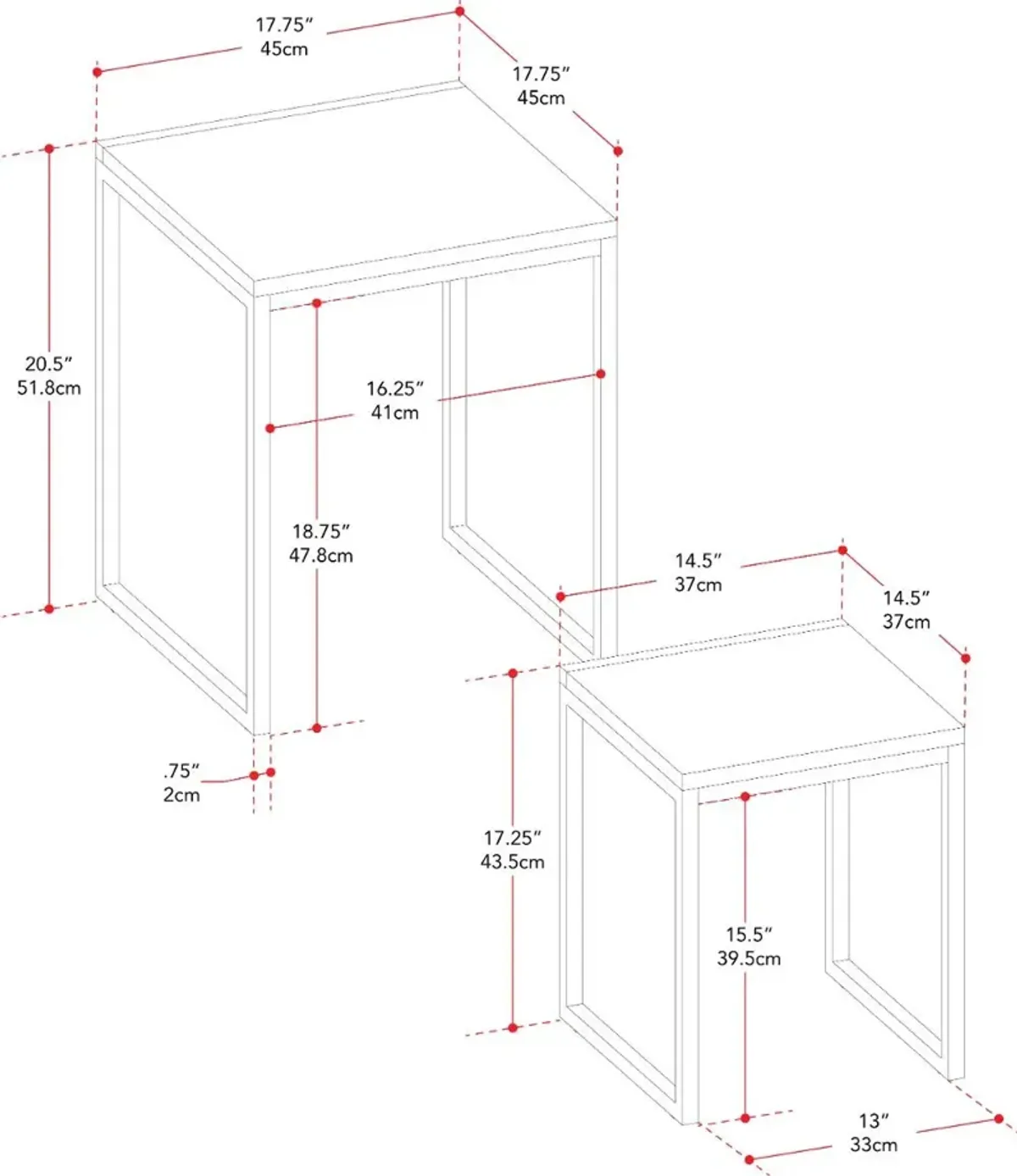 Fort Woth Brown Square Nesting Side Tables