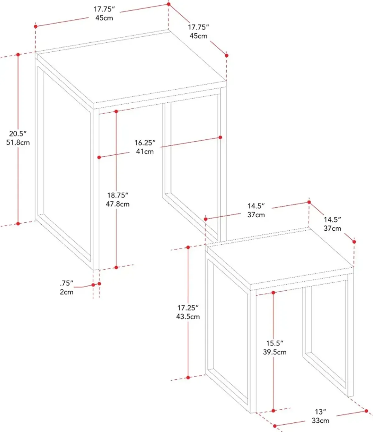 Fort Woth Black Square Nesting Side Tables