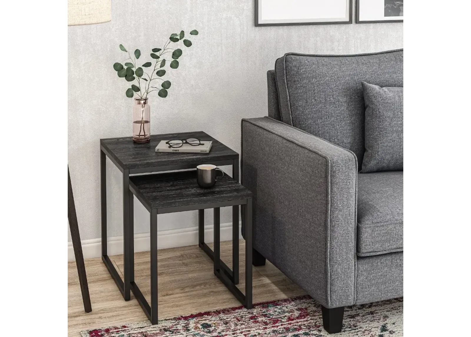 Fort Woth Black Square Nesting Side Tables