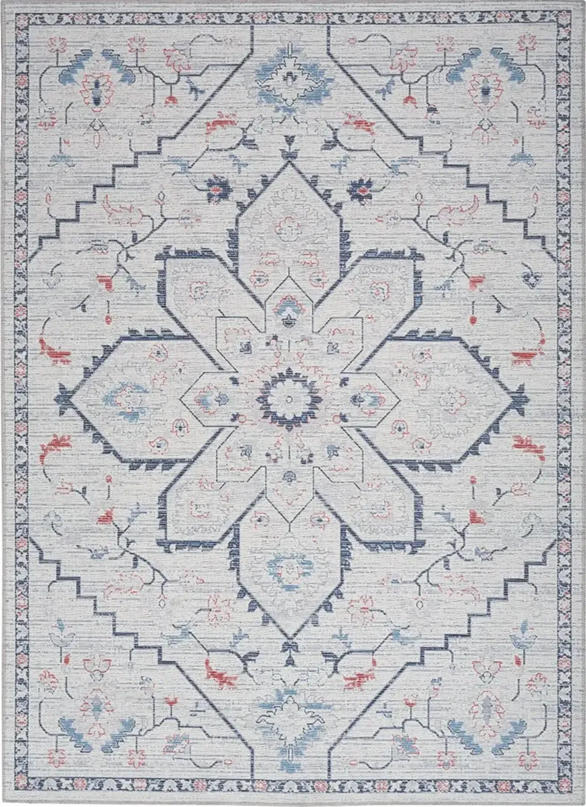 Nicole Curtis 5 x 7 Classic Blue and Ivory Area Rug