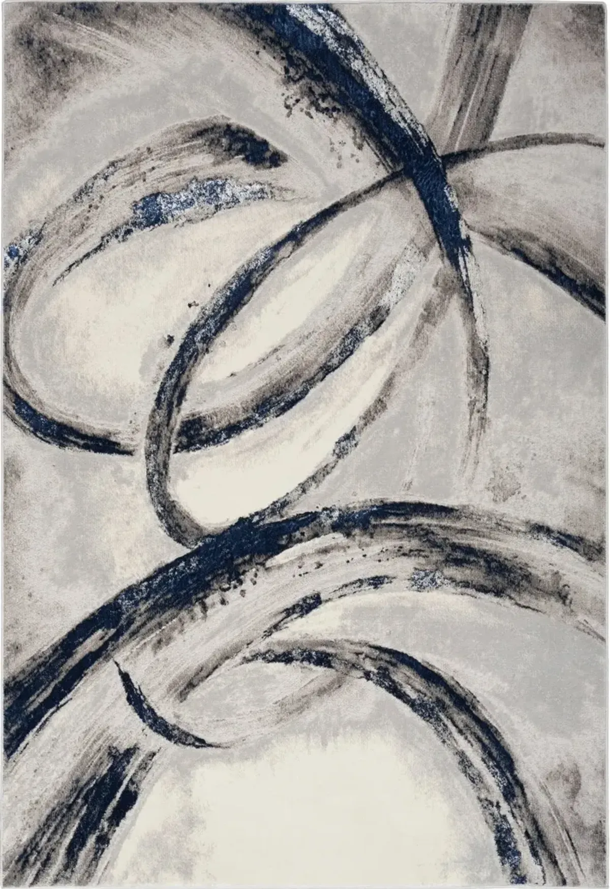 Brushstroke 5 x 7 Navy Gray Area Rug
