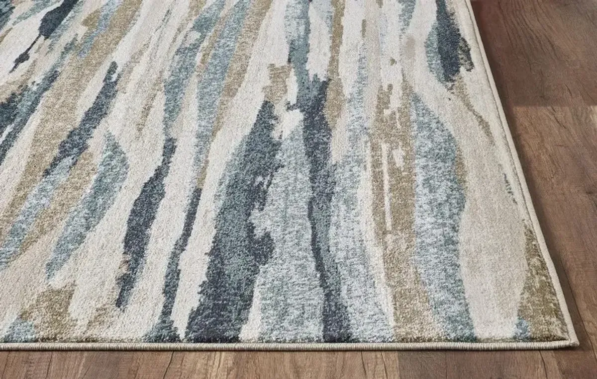 Avalon 5 x 8 Ivory Blue Landscape Area Rug