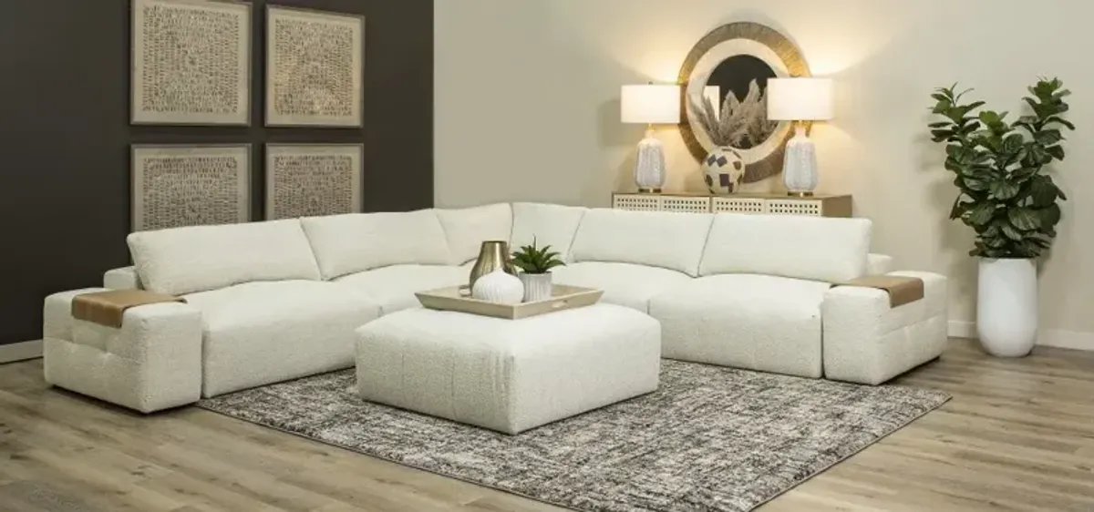 Preston Pearl White Modular Ottoman