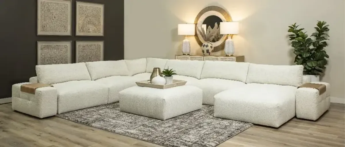 Preston Pearl White Modular Ottoman