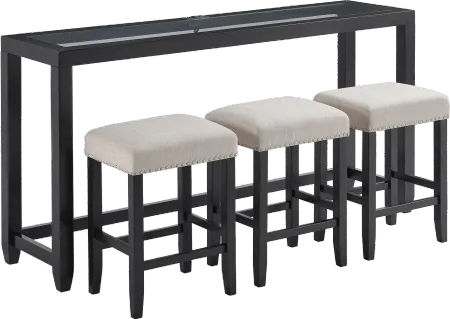 Cordero Black Sofa Table and Stool Set