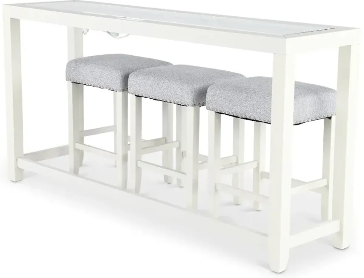 Cordero White Sofa Table and Stool Set