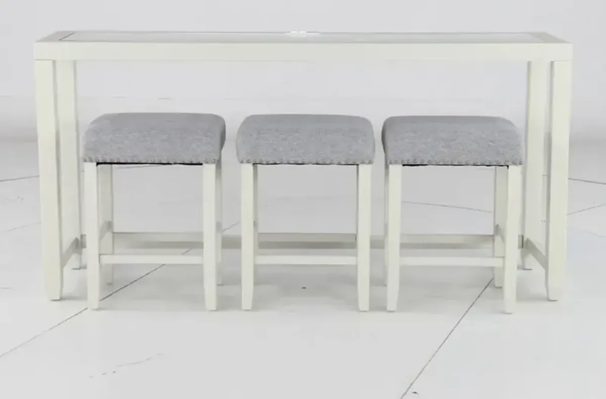 Cordero White Sofa Table and Stool Set