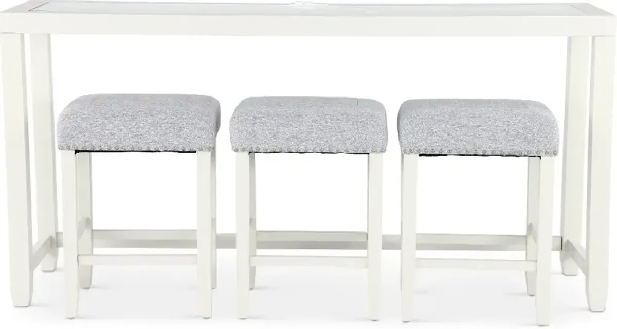 Cordero White Sofa Table and Stool Set