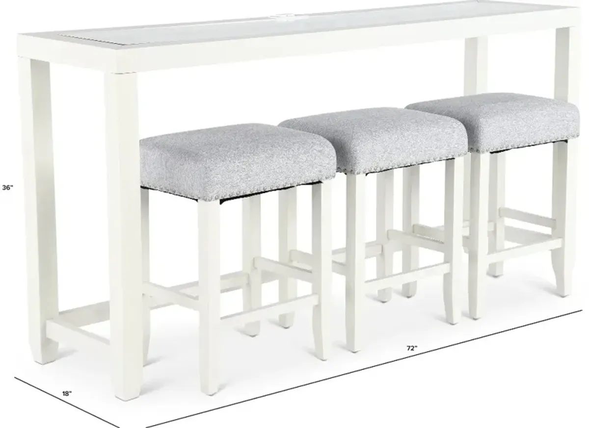 Cordero White Sofa Table and Stool Set