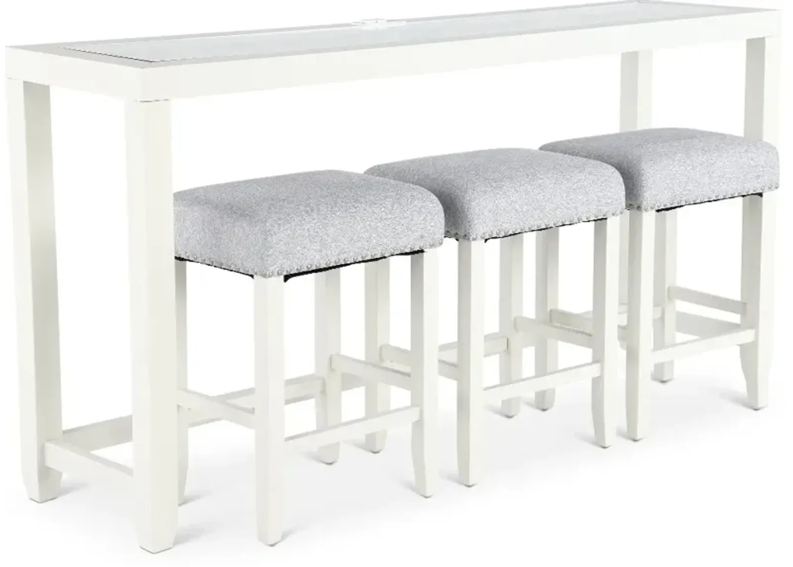 Cordero White Sofa Table and Stool Set