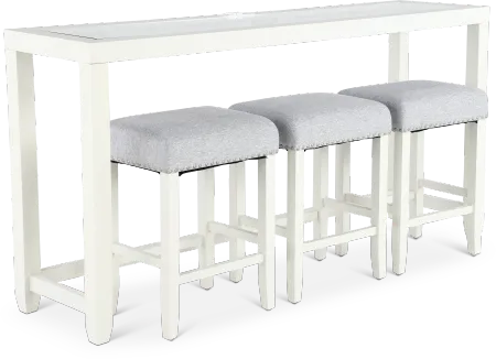 Cordero White Sofa Table and Stool Set