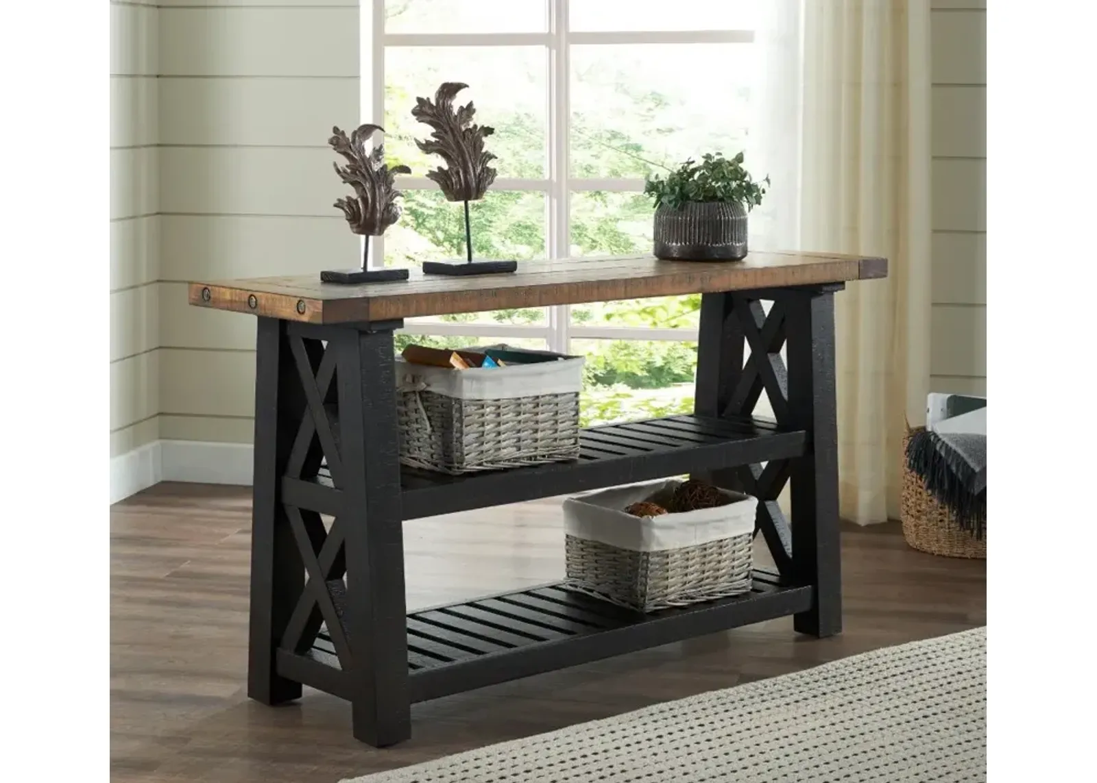 Bolton Black and Natural Sofa Table