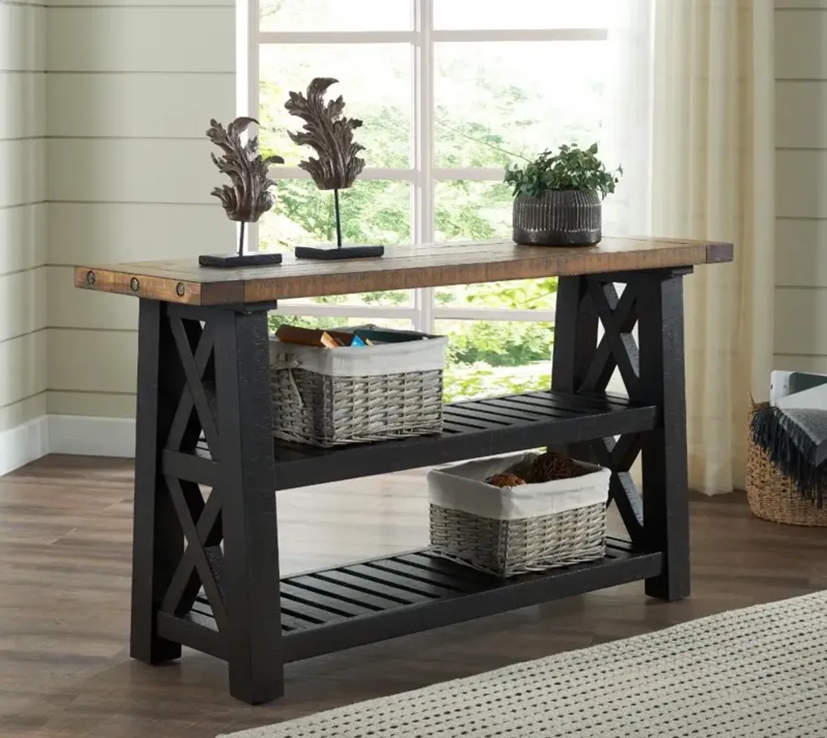 Bolton Black and Natural Sofa Table