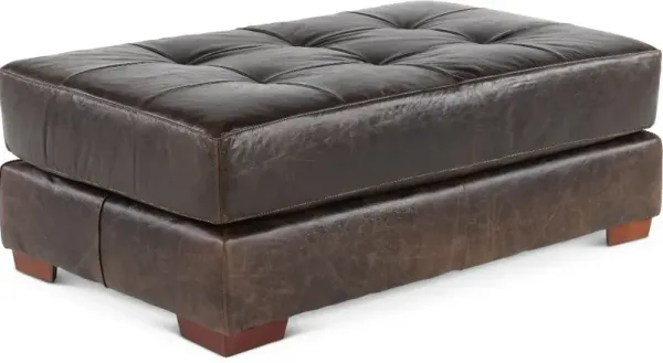 Mayfair Java Brown Leather Ottoman
