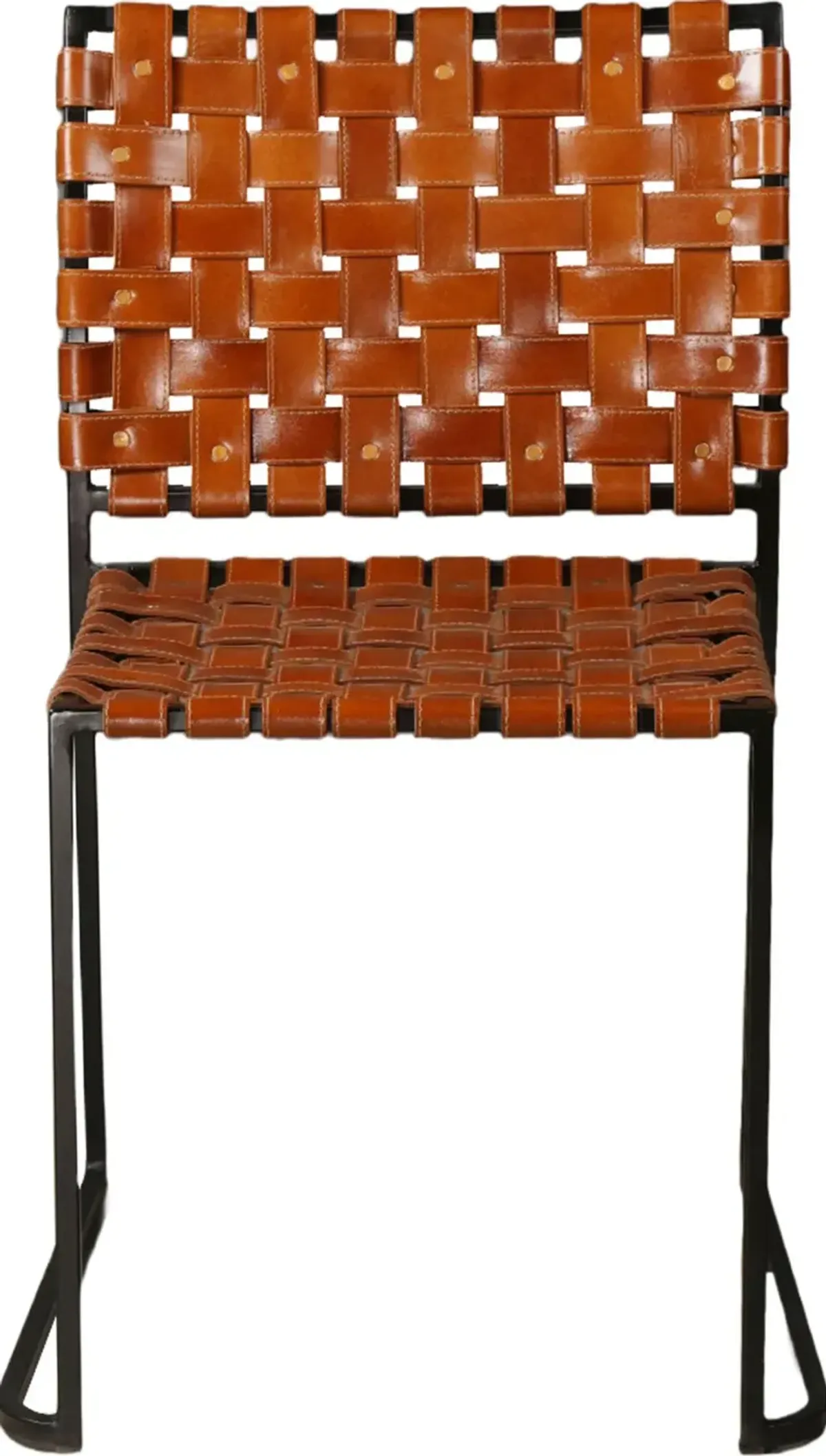 Finley Veracruz Brown Leather and Iron Dining Chair