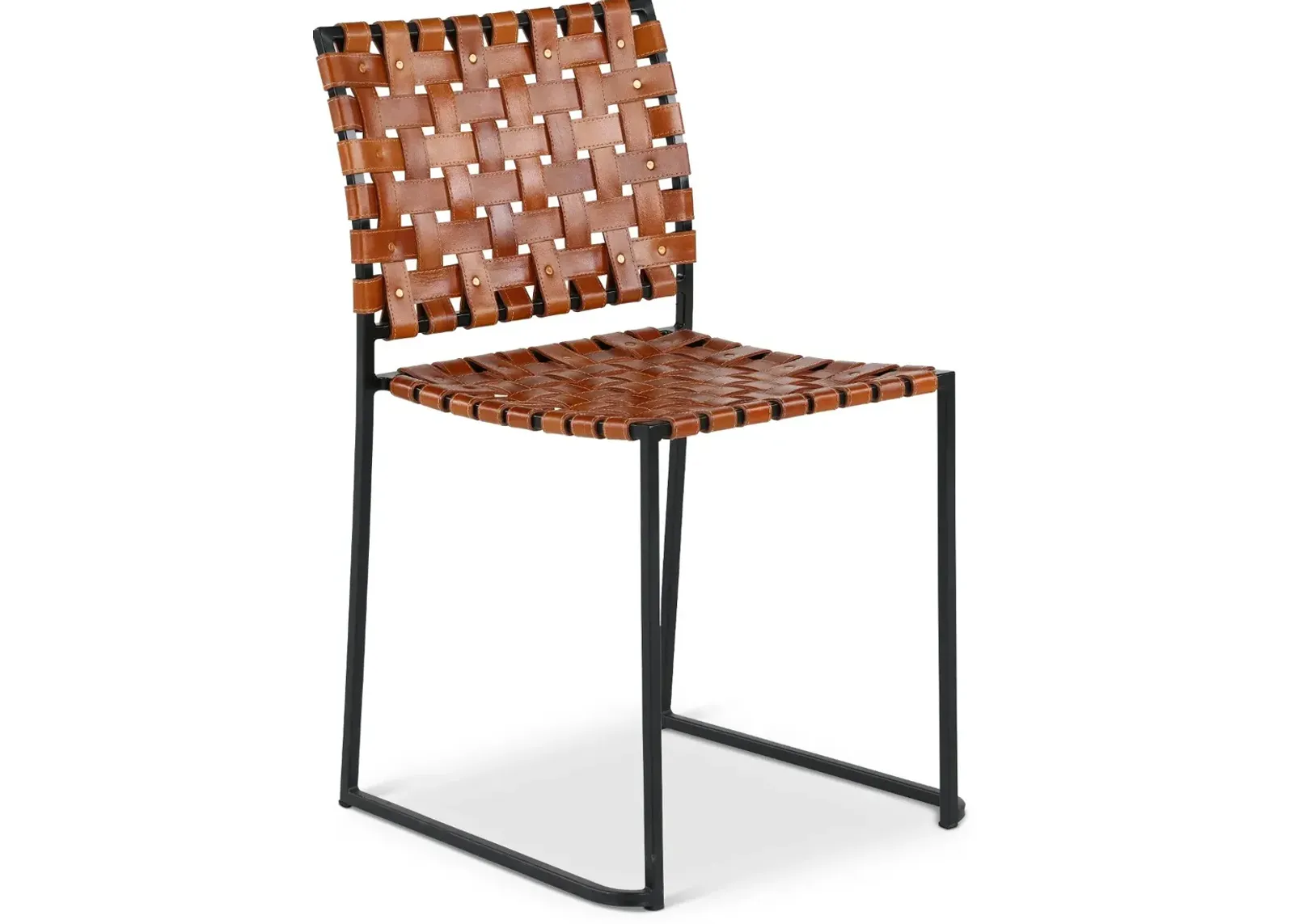 Finley Veracruz Brown Leather and Iron Dining Chair