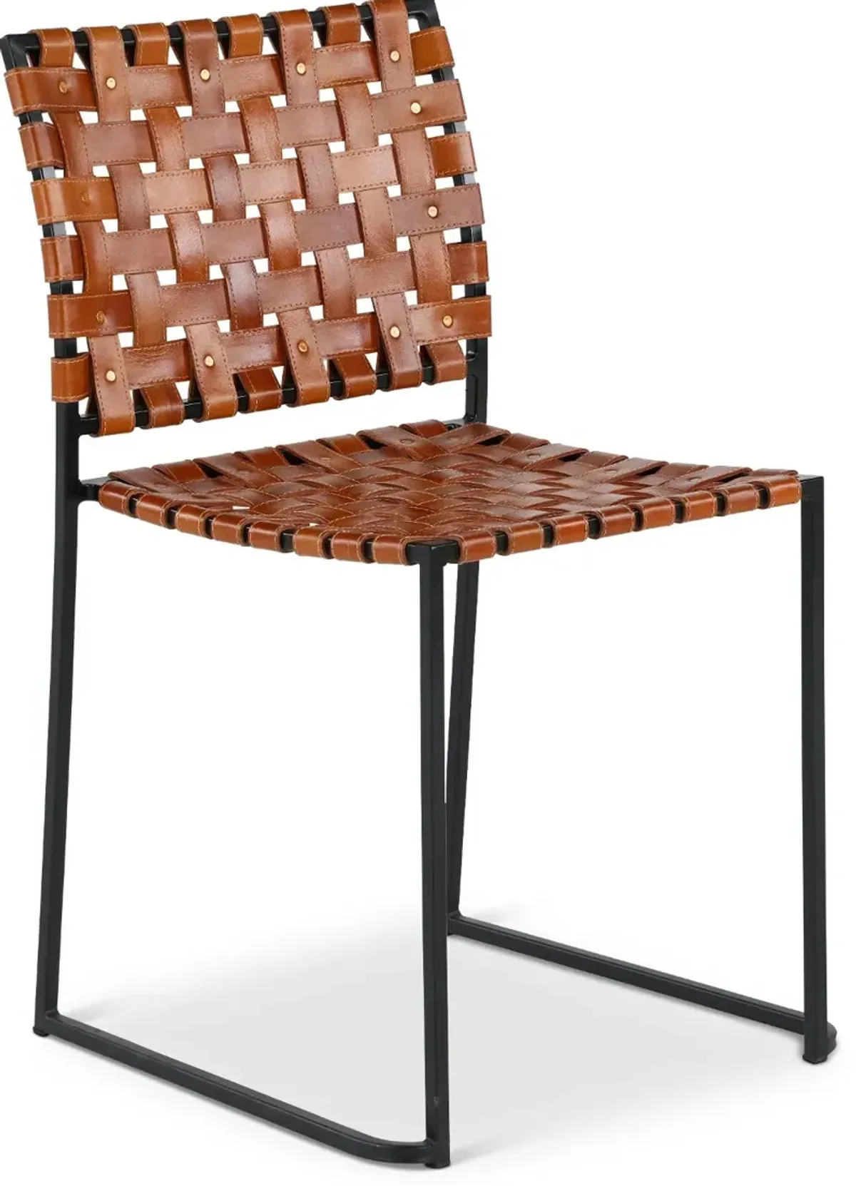 Finley Veracruz Brown Leather and Iron Dining Chair