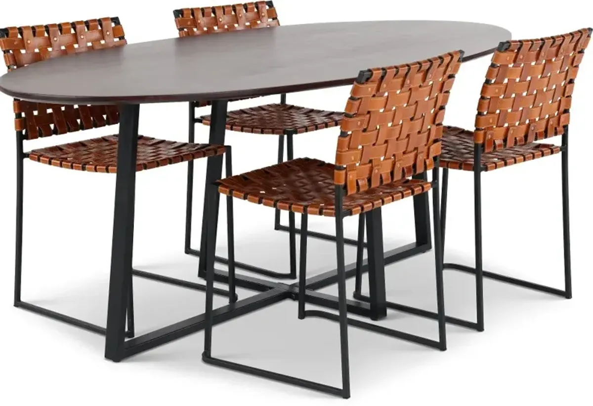 Finley Walnut Brown and Metal Dining Table