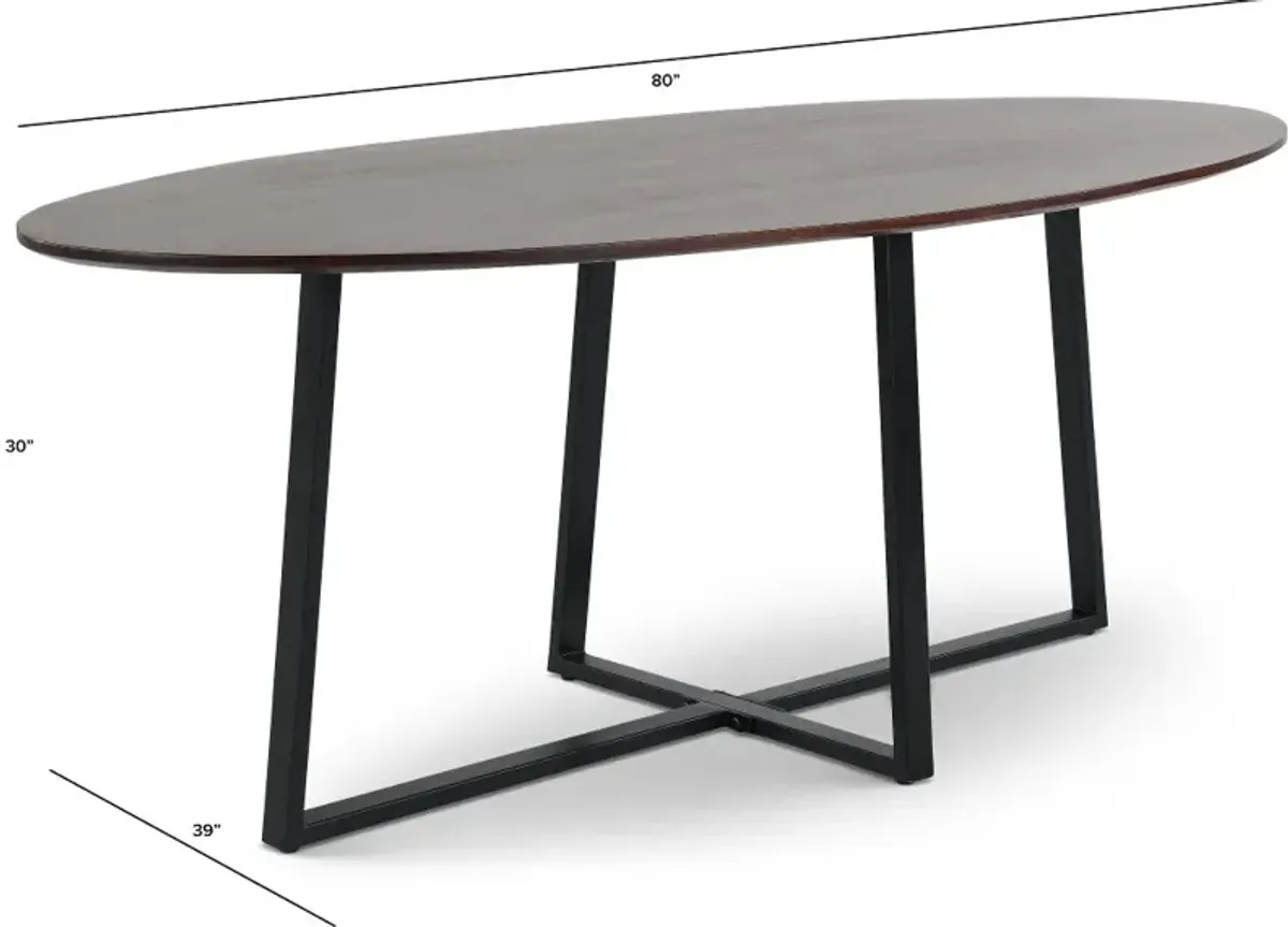 Finley Walnut Brown and Metal Dining Table