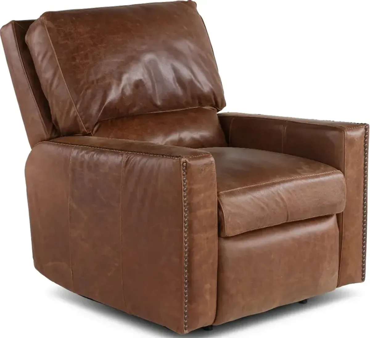 Antique Brown Leather Power Recliner
