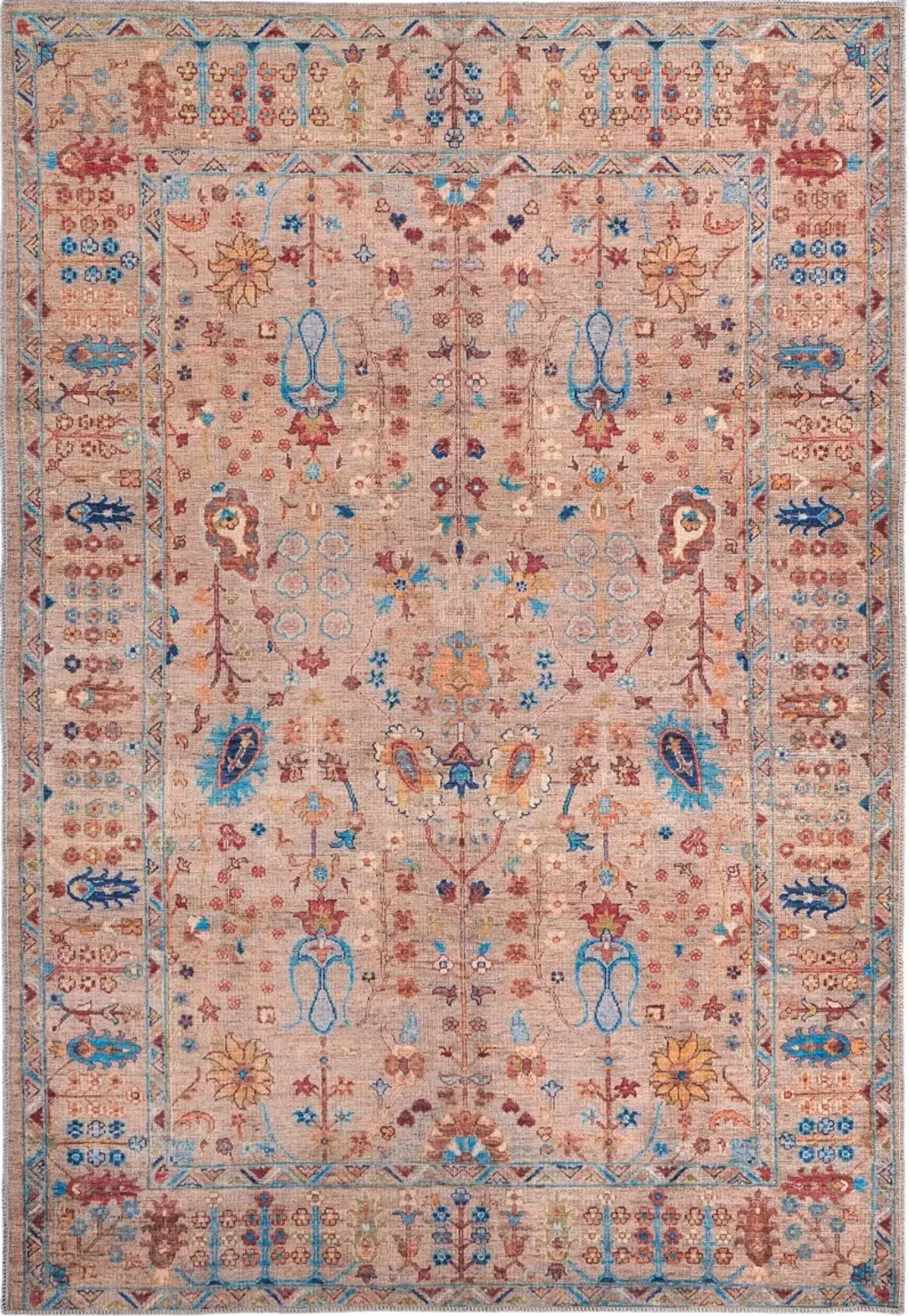 Rawlins 5 x 8 Beige Multicolor Antique Washable Area Rug