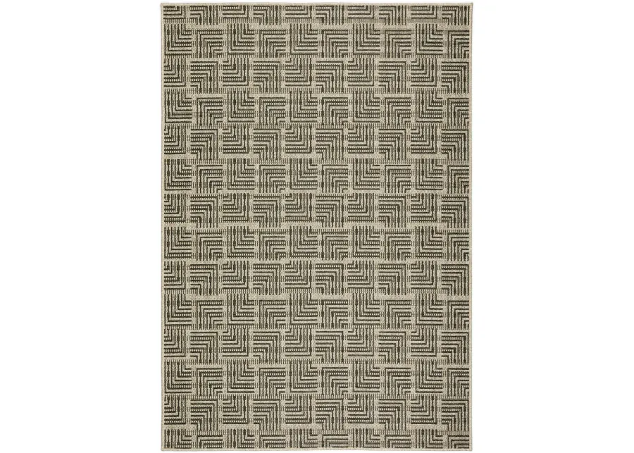 Bali 8 x 10 Geometric Charcoal Outdoor Patio Rug