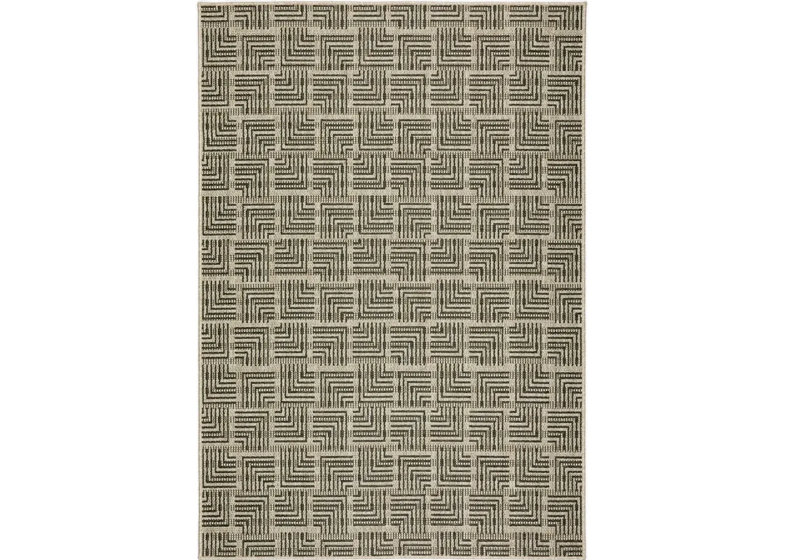 Bali 8 x 10 Geometric Charcoal Outdoor Patio Rug