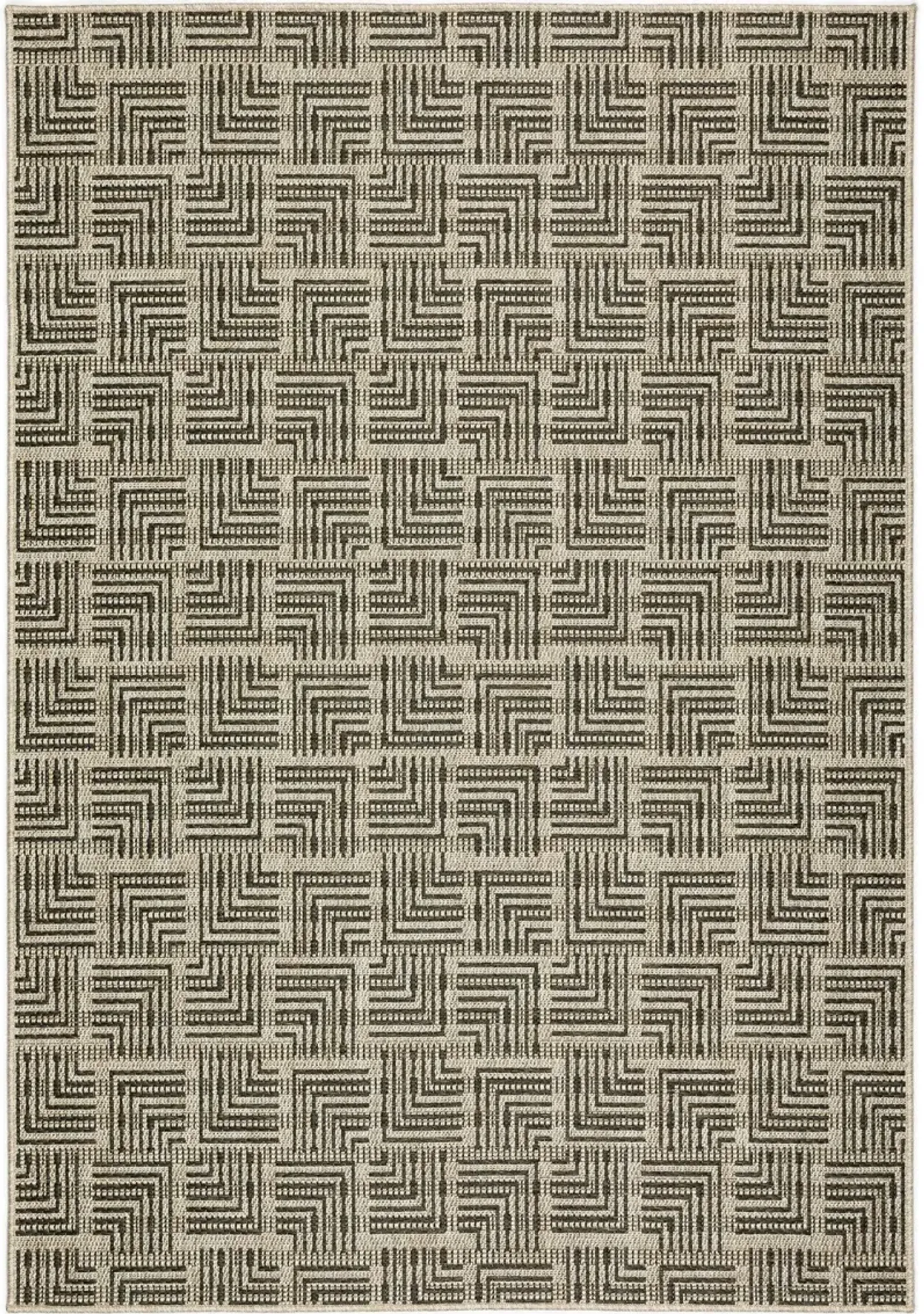 Bali 8 x 10 Geometric Charcoal Outdoor Patio Rug